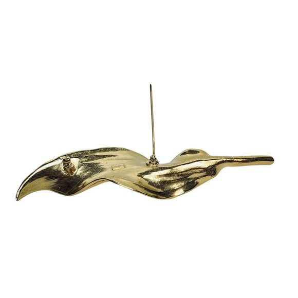 Vintage Trifari Gold Tone Leaf Brooch (6069) - Picture 5 of 8